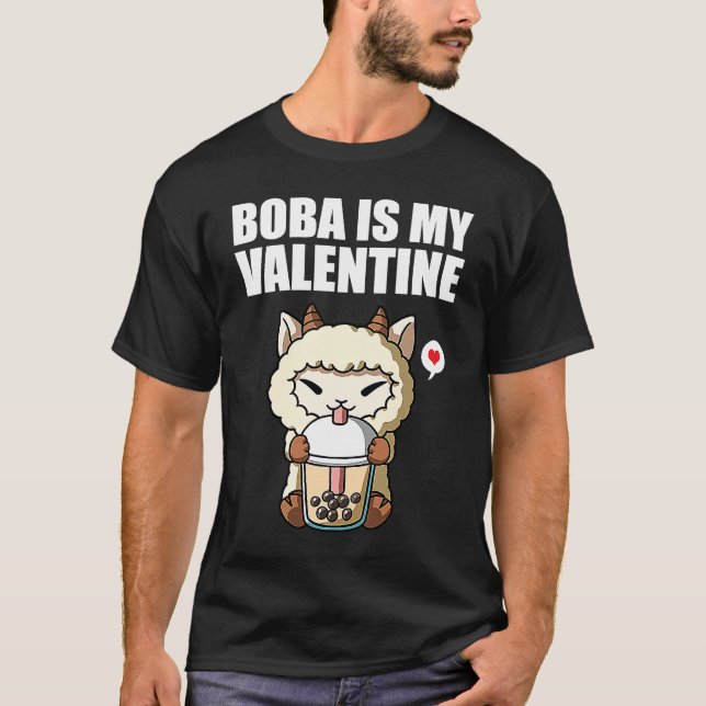 Boba Tea is My Valentine Sheep Anti Valentines Day T Shirt (Framsida)