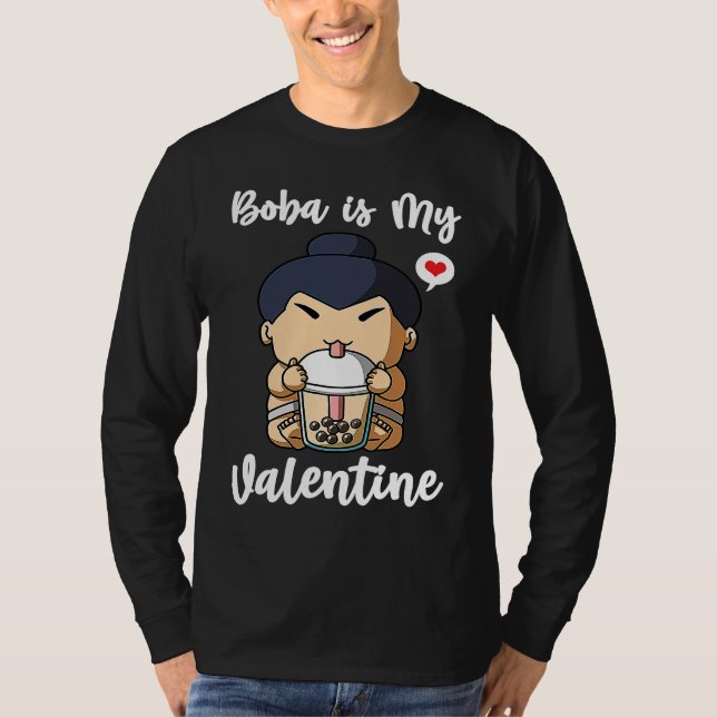 Boba Tea is My Valentine Sumo Wrestler Anti Valent T Shirt (Framsida)