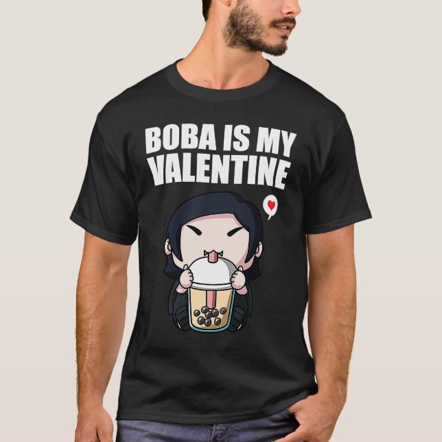 Boba Tea is My Valentine Vampire Anti Valentines D T Shirt (Framsida)