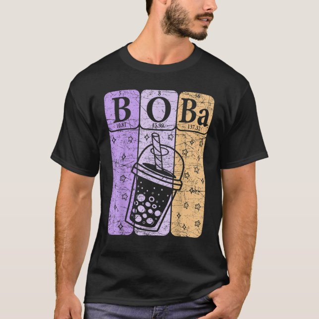 Boba Tea Periodic Table Elements Bubble Tea  Nerd T Shirt (Framsida)