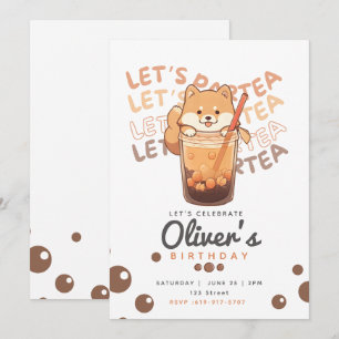 Boba Tea Shiba Inu Birthday bjudande Inbjudningar