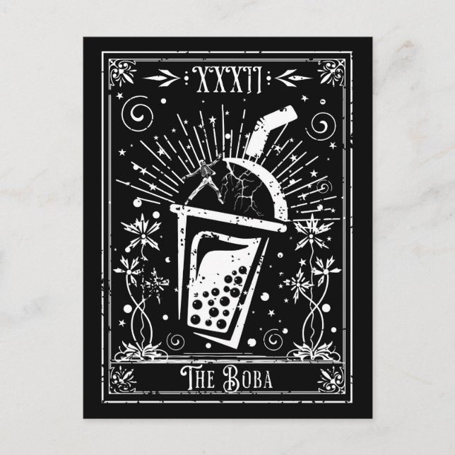 Boba-Tea-Tarotkortet Vykort (Framsida)