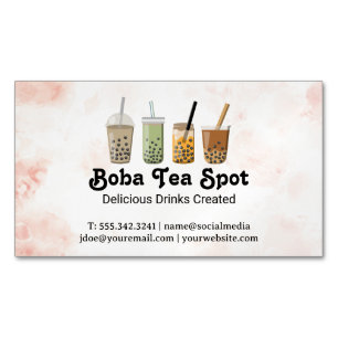 Boba teedrycker variation magnetiska visitkort