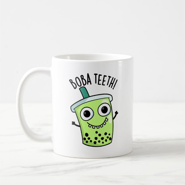 Boba Teeth Funny Boba Tea Pun Kaffemugg (Vänster)
