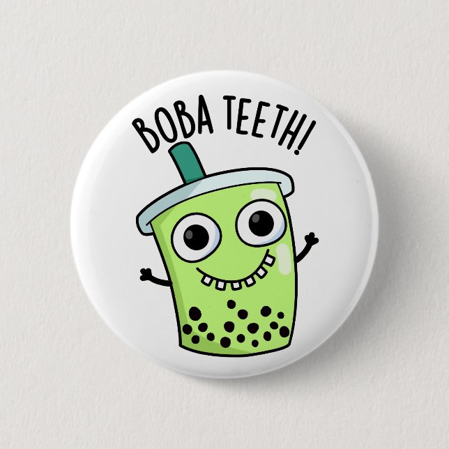 Boba Teeth Funny Boba Tea Pun Knapp (Framsida)