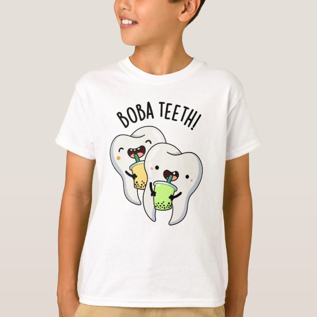 Boba Teeth Funny Boba Tea Pun T Shirt (Framsida)