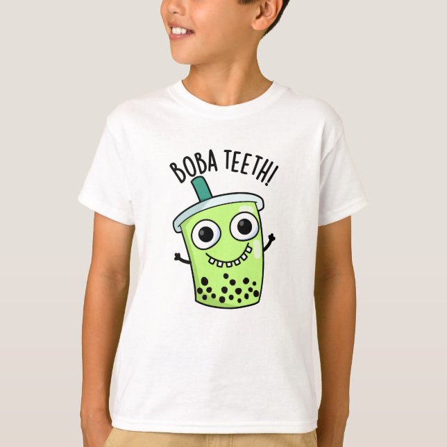 Boba Teeth Funny Boba Tea Pun T Shirt (Framsida)