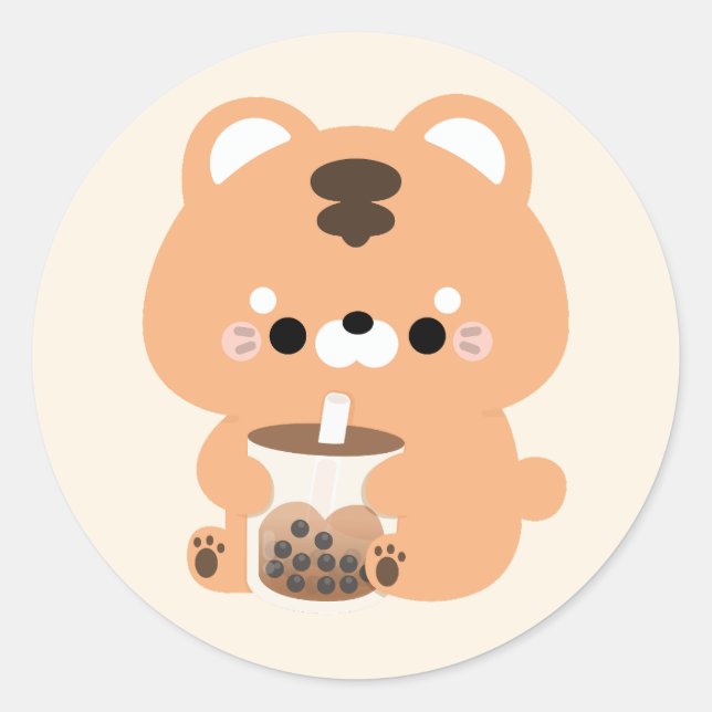 Boba Tiger Runt Klistermärke (Framsida)