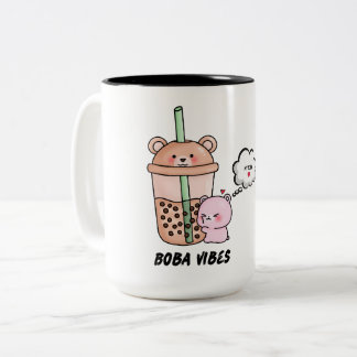 Boba Vibes,Cute Drinkware for Bubble Tea Älskare, Två-Tonad Mugg