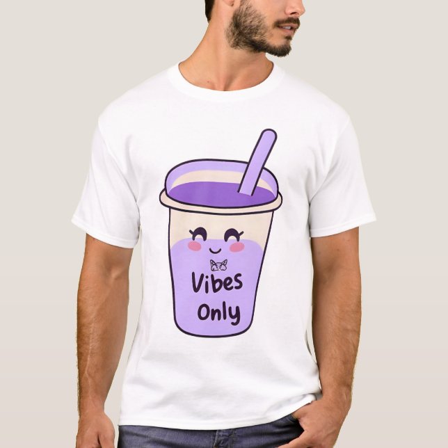Boba Vibes Endast 🧋 | Cute Kawaii Bubble Tea Desi T Shirt (Framsida)