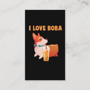 Boba Welsh Corgi Pembroke Bubble Tea Kawaii Hund Visitkort