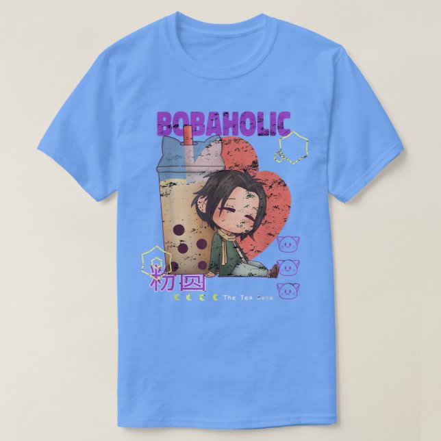 Bobahohobble Tea Japansk Boba Mjölk Tea Anime T Shirt (Design framsida)