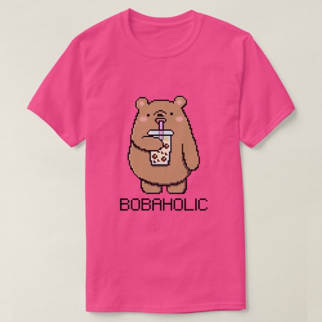 Bobahohoxel Bear Kärlek Boba Tea T Shirt (Design framsida)
