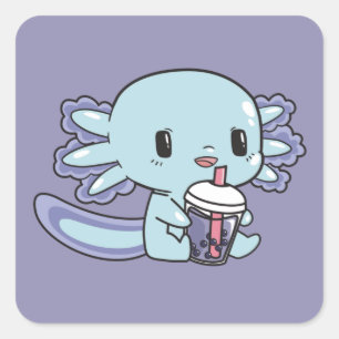 Bobalotl Axolotl Älskare Sweet Animals Bubble Tea Fyrkantigt Klistermärke