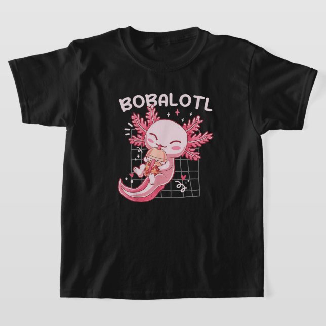 Bobalotl Axolotl Boba Tea Bubble Anime Gift Girls  T Shirt (Laydown)