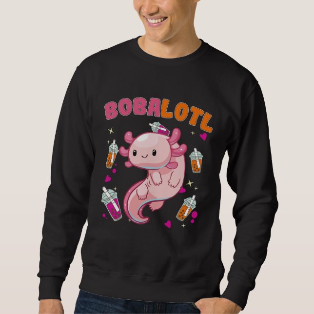 Bobalotl Axolotl Boba Tea Bubble Milk  1 Lång Ärmad Tröja (Framsida)