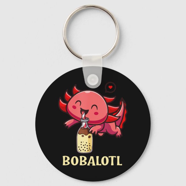 Bobalotl Axolotl Boba Tea Bubble Mjölk Anime Älska Nyckelring (Framsida)