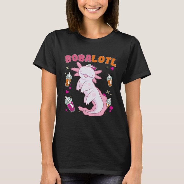 Bobalotl Axolotl Boba Tea Bubble Mjölk T Shirt (Framsida)