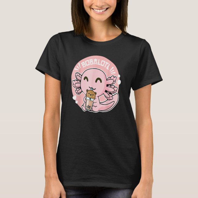 Bobalotl Axolotl Milk Tea Axolotl Drinking Boba Te T Shirt (Framsida)