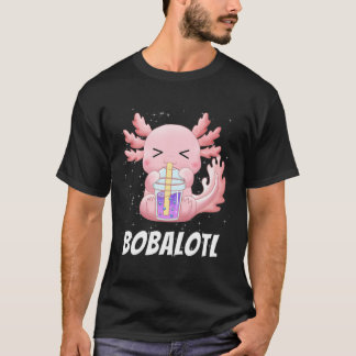 Bobalotl Cute Axolotl Boba Tea Waliking Fish T Shirt