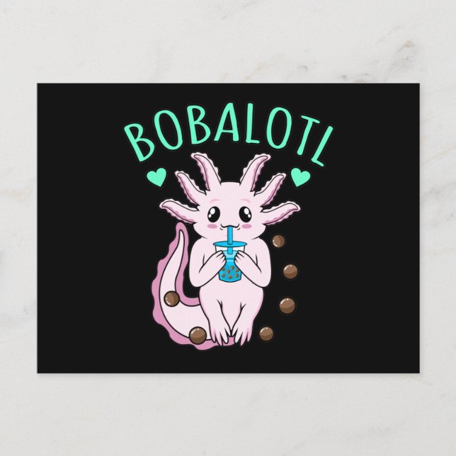 Bobalotl Kawaii Animal Axolotl Älskare Pet Owner G Inbjudan Vykort (Framsida)