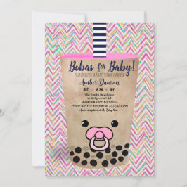 Bobas for Baby Rosa Boba Tea Inspired Baby Shower Julkort