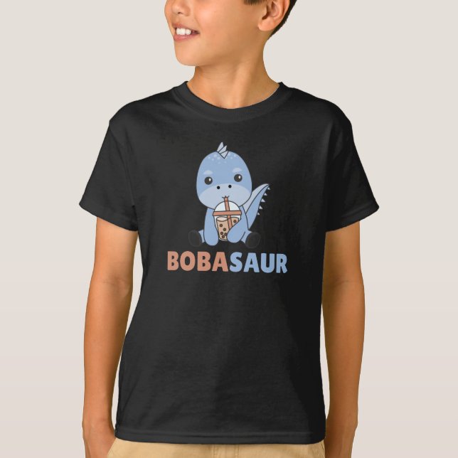 Bobasaur Boba Dinosaur Dino Bubble Tea T Shirt (Framsida)