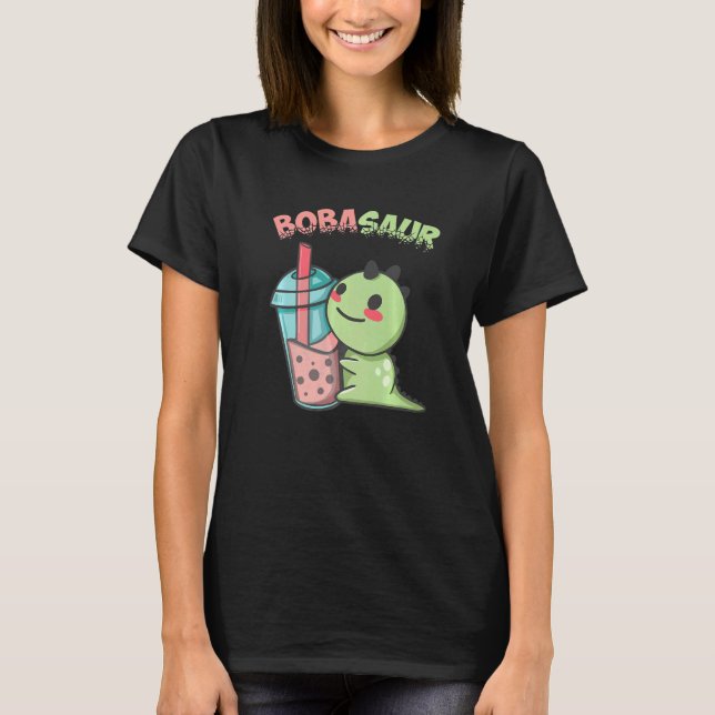 Bobasaur Bubble Tea Pun Boba Tea Drinking Fläkt T Shirt (Framsida)