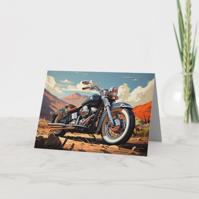 Bobber Motorcycle Card - bakgrunden till deert Kort (Framsida)