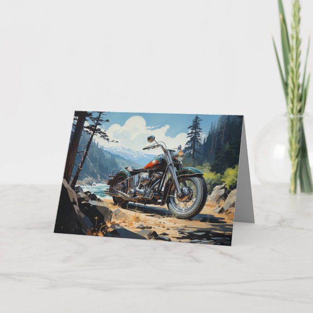 Bobber Motorcycle Card - flodens bakgrund Kort (Framsida)