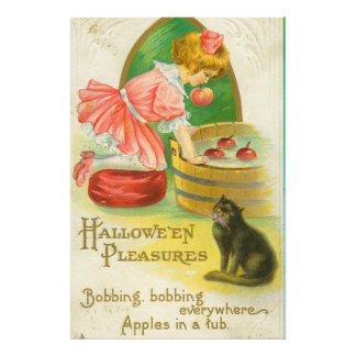 Bobbing for Apples Vintage Halloween-kort, 1911 Fototryck