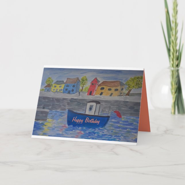 Bobby Boat Birdday Card add text/namn Kort (Framsida)