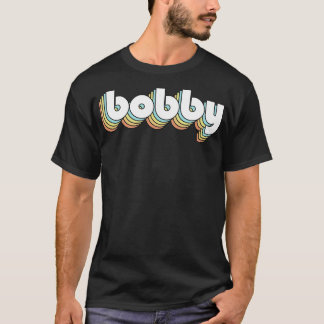 Bobby Retro Rainbow Typography Faded Stil T Shirt