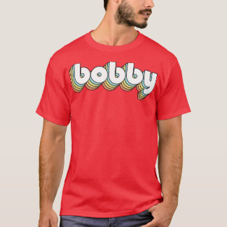 Bobby Retro Rainbow Typography Faded Stil T Shirt