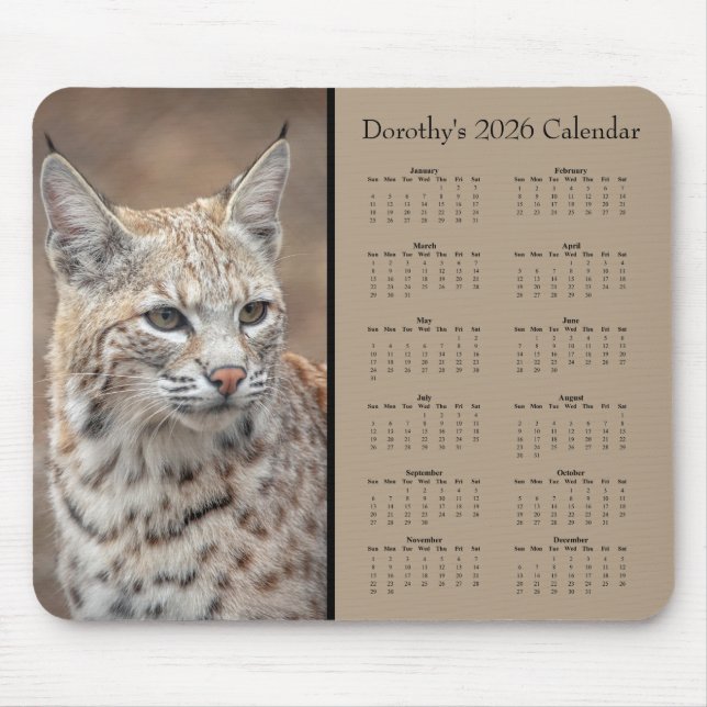 Bobcat customizable 2026 calendar musmatta (Framsidan)