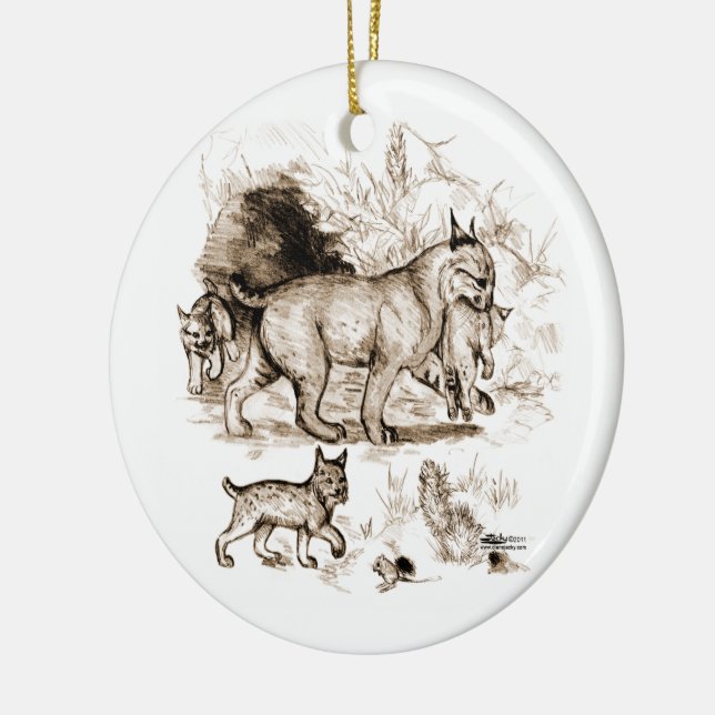Bobcat Family Julgransprydnad Keramik (Vänster)