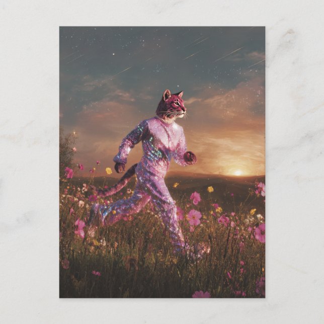 Bobcat i en rosa kostym  vykort (Framsida)