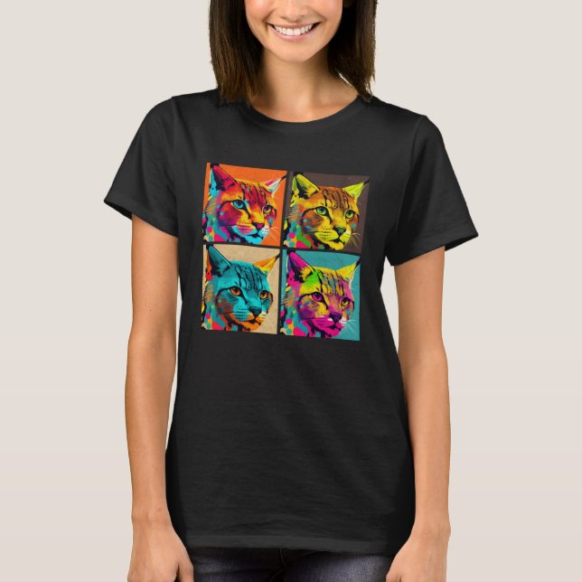 Bobcat Pop Illustration Colorful Animal Women Men  T Shirt (Framsida)