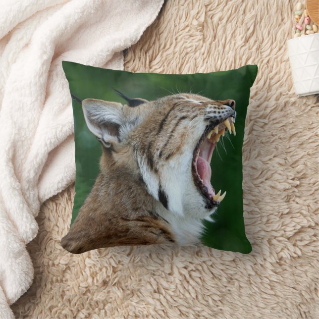 Bobcat Profile Yawning Pillow Kudde (Filt)