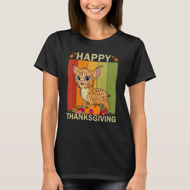 Bobcat Retro Graphic Family Matching Thanksgiven i T Shirt (Framsida)