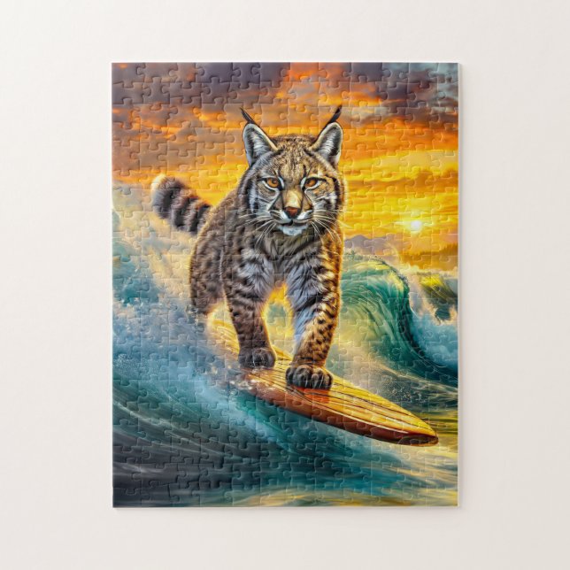 Bobcat Surfing Alaska Design by Rik AMeN Gill Pussel (Vertikal)