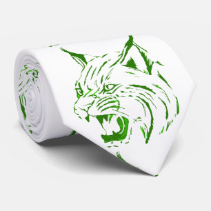 Bobcat Vild katt Team Mascot Necktie Grönt/White Slips