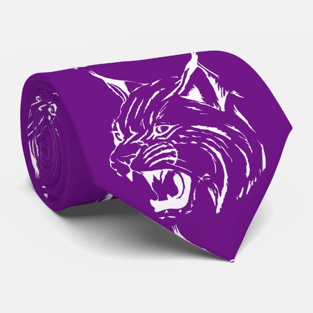 Bobcat Vild katt Team Mascot White på alla Färg Slips (Rullad)