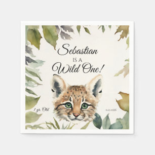 Bobcat Vild One Woodland Animal Födelsedagsfest Pappersservett