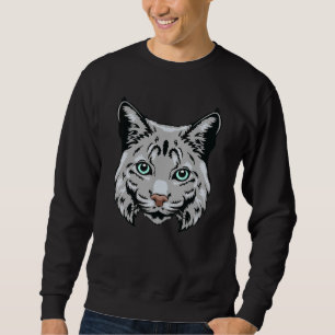 Bobcat Wildcat Staring Coola Animal Head Ansikte M Lång Ärmad Tröja