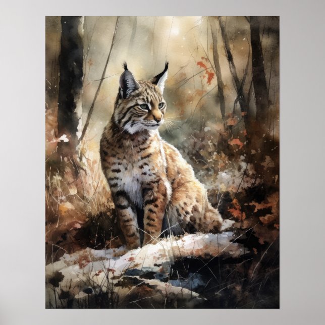 Bobcat Woodland Animal Art Print Poster (Framsidan)