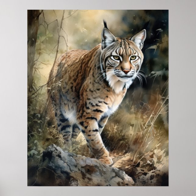 Bobcat Woodland Animal Art Print Poster (Framsidan)
