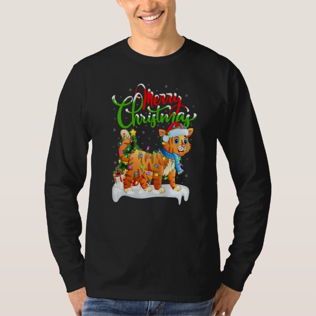 Bobcat  Xmas Decorations Santa Bobcat Christmas T Shirt (Framsida)