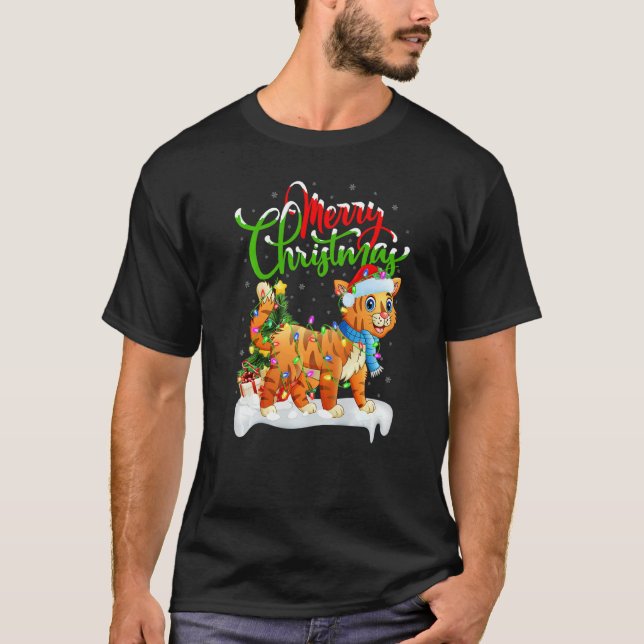 Bobcat  Xmas Decorations Santa Bobcat Christmas T Shirt (Framsida)