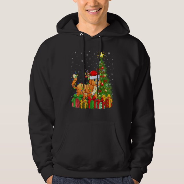 Bobcat   Xmas Holiday Santa Bobcat Christmas Tree Hoodie (Framsida)